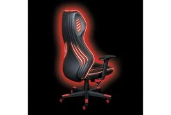 Spectrum Black Gaming Chair With Red Accents, Adjustable Height Armrests & Battery Operated Led Lights -Living Spaces Store 289893 red polyurethane gaming chair detail 46