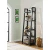 Regis Black 72" Angled Bookshelf -Living Spaces Store 292516 black wood bookcase signature 01