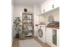 32X75 White Wood Shelving Unit -Living Spaces Store 293099 white wood bookcase room 95