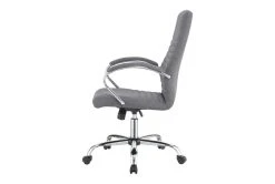 Clayton Grey + Chrome Upholstered Office Chair With Casters -Living Spaces Store 299205 grey fabric office chair side 15
