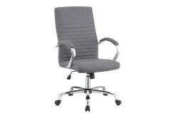 Clayton Grey + Chrome Upholstered Office Chair With Casters