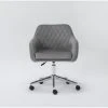 Cassandra Grey Velvet Rolling Office Chair