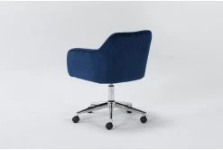 Cassandra Navy Velvet Rolling Office Chair 11 Cassandra Navy Velvet Rolling Office Chair -Living Spaces Store 301763 blue velvet office chair side 20