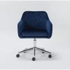 Cassandra Navy Velvet Rolling Office Chair -Living Spaces Store 301763 blue velvet office chair signature 01