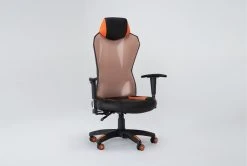 Cicero Orange Mesh Gaming Chair -Living Spaces Store 301797 orange fabric gaming chair side 19