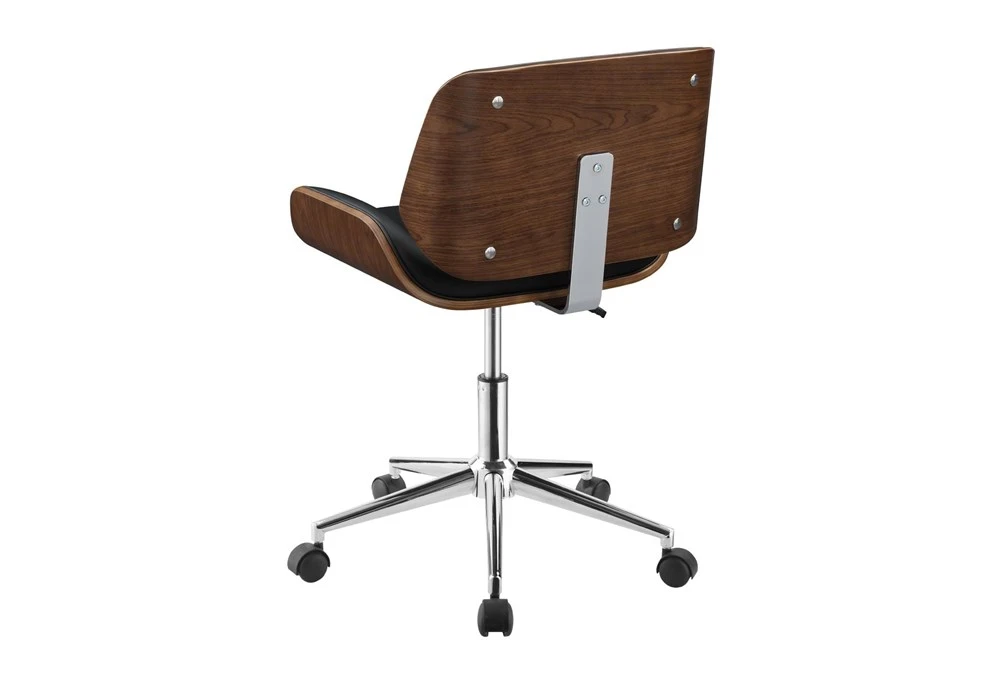 Ronnie Black Faux Leather + Wood Adjustable Office Chair 6 Ronnie Black Faux Leather + Wood Adjustable Office Chair - Image 4