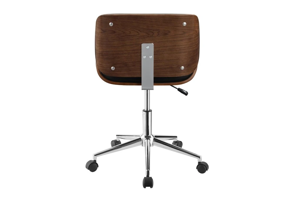 Ronnie Black Faux Leather + Wood Adjustable Office Chair 7 Ronnie Black Faux Leather + Wood Adjustable Office Chair - Image 5