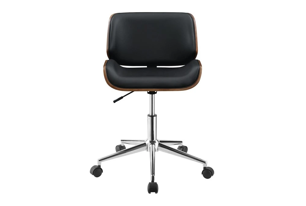 Ronnie Black Faux Leather + Wood Adjustable Office Chair 4 Ronnie Black Faux Leather + Wood Adjustable Office Chair - Image 2