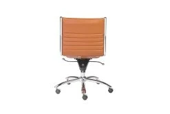 Sawtelle Faux Leather Cognac Low Back Armless Office Chair -Living Spaces Store 304204 orange leather office chair detail 47