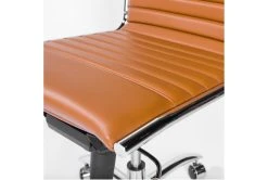 Sawtelle Faux Leather Cognac Low Back Armless Office Chair -Living Spaces Store 304204 orange leather office chair detail 48
