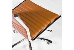 Sawtelle Faux Leather Cognac Low Back Armless Office Chair -Living Spaces Store 304204 orange leather office chair detail 49