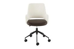 Mayfield Ivory Fabric & Brown Faux Leather Office Chair