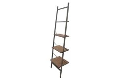 Fairway Dark Brown Wood Industrial 77" Bookcase -Living Spaces Store 304342 brown wood bookcase front 03