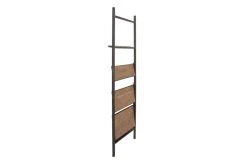 Fairway Dark Brown Wood Industrial 77" Bookcase -Living Spaces Store 304342 brown wood bookcase front 05