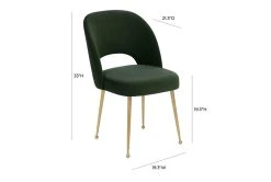 Shirley Forest Green Velvet Dining Chair -Living Spaces Store 304658 green fabric dining chair detail 44