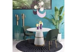 Shirley Forest Green Velvet Dining Chair -Living Spaces Store 304658 green fabric dining chair room 86