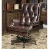 Dundee Leather Rolling Desk Chair -Living Spaces Store 305253 brown leather office chair signature 01