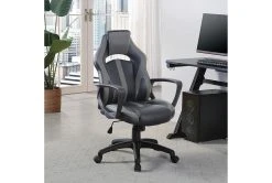 Zyair Black Faux Leather With Grey Gaming Chair -Living Spaces Store 306033 room 85