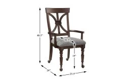 Schiller Desk Chair With Casters -Living Spaces Store 306048 brown wood office chair detail 44