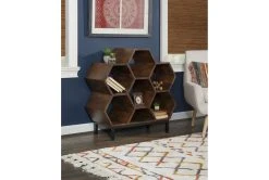 Denslowe Bookshelf -Living Spaces Store 307730 brown wood bookcase room 85