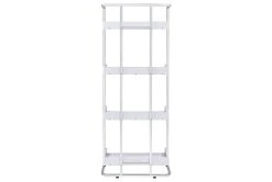 Eugene 4-Shelf Bookcase White High Gloss And Chrome -Living Spaces Store 307920 back 82