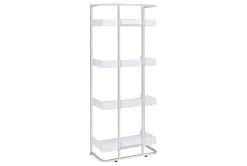 Eugene 4-Shelf Bookcase White High Gloss And Chrome -Living Spaces Store 307920 back 83