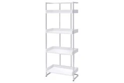 Eugene 4-Shelf Bookcase White High Gloss And Chrome