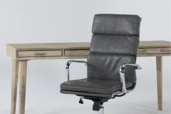 Allen Computer Desk + Moby Grey High Back Office Chair -Living Spaces Store 309604 grey wood desk and chair set detail 44