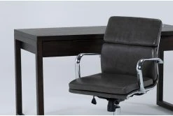 Pierce Espresso Computer Desk + Moby Grey Low Back Office Chair -Living Spaces Store 309628 brown wood desk and chair set side 19