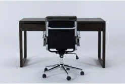 Pierce Espresso Computer Desk + Moby Grey Low Back Office Chair