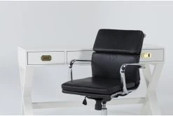 Adams White Desk + Moby Black High Back Office Chair 7 Adams White Desk + Moby Black High Back Office Chair -Living Spaces Store 309820 white wood desk and chair set detail 44