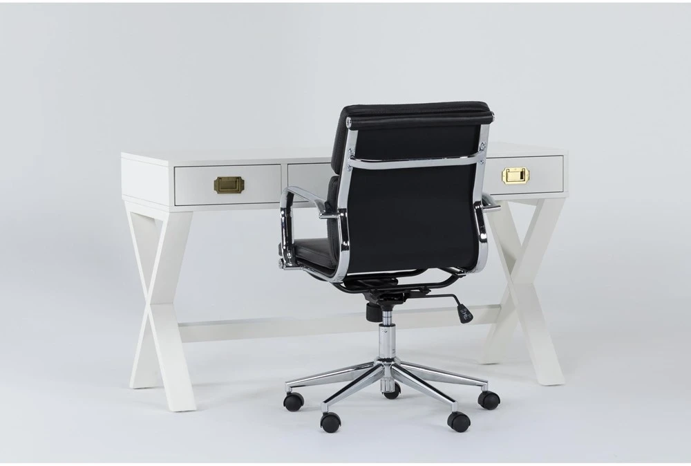 Adams White Desk + Moby Black High Back Office Chair 4 Adams White Desk + Moby Black High Back Office Chair - Image 2