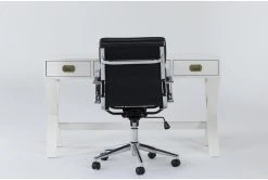 Adams White Desk + Moby Black High Back Office Chair