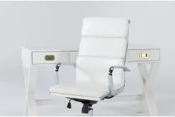Adams White Desk + Moby White High Back Office Chair 7 Adams White Desk + Moby White High Back Office Chair -Living Spaces Store 309822 white wood desk and chair set detail 44