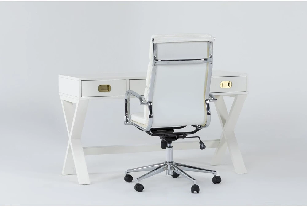 Adams White Desk + Moby White High Back Office Chair 4 Adams White Desk + Moby White High Back Office Chair - Image 2
