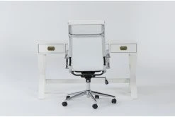 Adams White Desk + Moby White High Back Office Chair