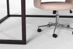 Pierce Espresso Corner Desk + Phoebe Blush Office Chair -Living Spaces Store 309824 brown wood desk and chair set detail 44