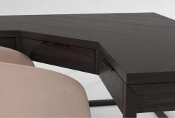 Pierce Espresso Corner Desk + Phoebe Blush Office Chair -Living Spaces Store 309824 brown wood desk and chair set detail 45