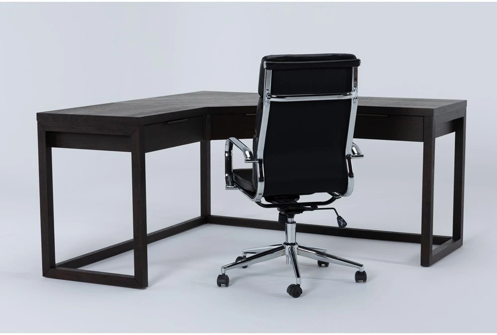Pierce Espresso Corner Desk + Moby Black High Back Office Chair 4 Pierce Espresso Corner Desk + Moby Black High Back Office Chair - Image 2