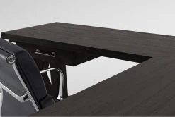 Jaxon Corner Desk + Moby Black Low Back Rolling Office Chair -Living Spaces Store 309846 black wood desk and chair set detail 45