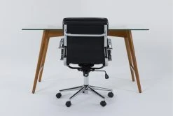 Alton Glass Desk + Moby Black Low Back Rolling Office Chair