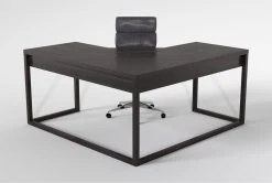 Pierce Espresso Corner Desk+ Moby Grey High Back Office Chair -Living Spaces Store 309849 brown wood desk and chair set back 65