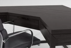 Pierce Espresso Corner Desk+ Moby Grey High Back Office Chair -Living Spaces Store 309849 brown wood desk and chair set detail 45