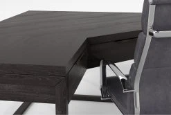 Pierce Espresso Corner Desk+ Moby Grey High Back Office Chair -Living Spaces Store 309849 brown wood desk and chair set detail 46