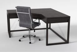 Pierce Espresso Corner Desk+ Moby Grey High Back Office Chair -Living Spaces Store 309849 brown wood desk and chair set side 19