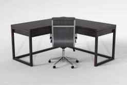 Pierce Espresso Corner Desk+ Moby Grey High Back Office Chair