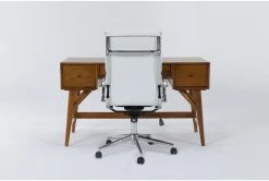 Alton Executive Desk + Moby White High Back Rolling Office Chair