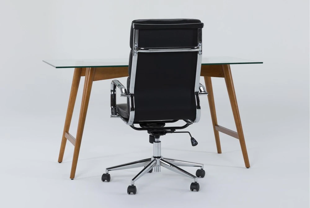 Alton Glass Desk + Moby Black High Back Rolling Office Chair 4 Alton Glass Desk + Moby Black High Back Rolling Office Chair - Image 2