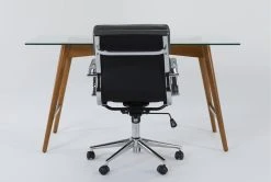 Alton Glass Desk + Moby Grey Low Back Rolling Office Chair