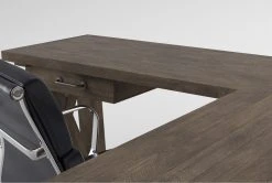 Jaxon Grey Corner Desk + Moby Black Low Back Rolling Office Chair -Living Spaces Store 309874 grey wood desk and chair set detail 45